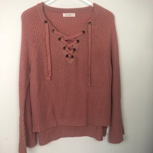 Just‎ U in Women’s dark pink knit sweater lace up S